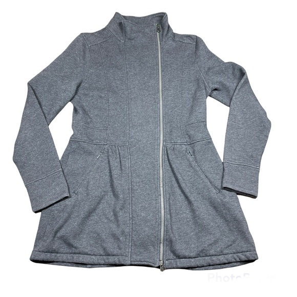 Athleta Assymetrical Gray Sweat Jacket Size M - Picture 1 of 14